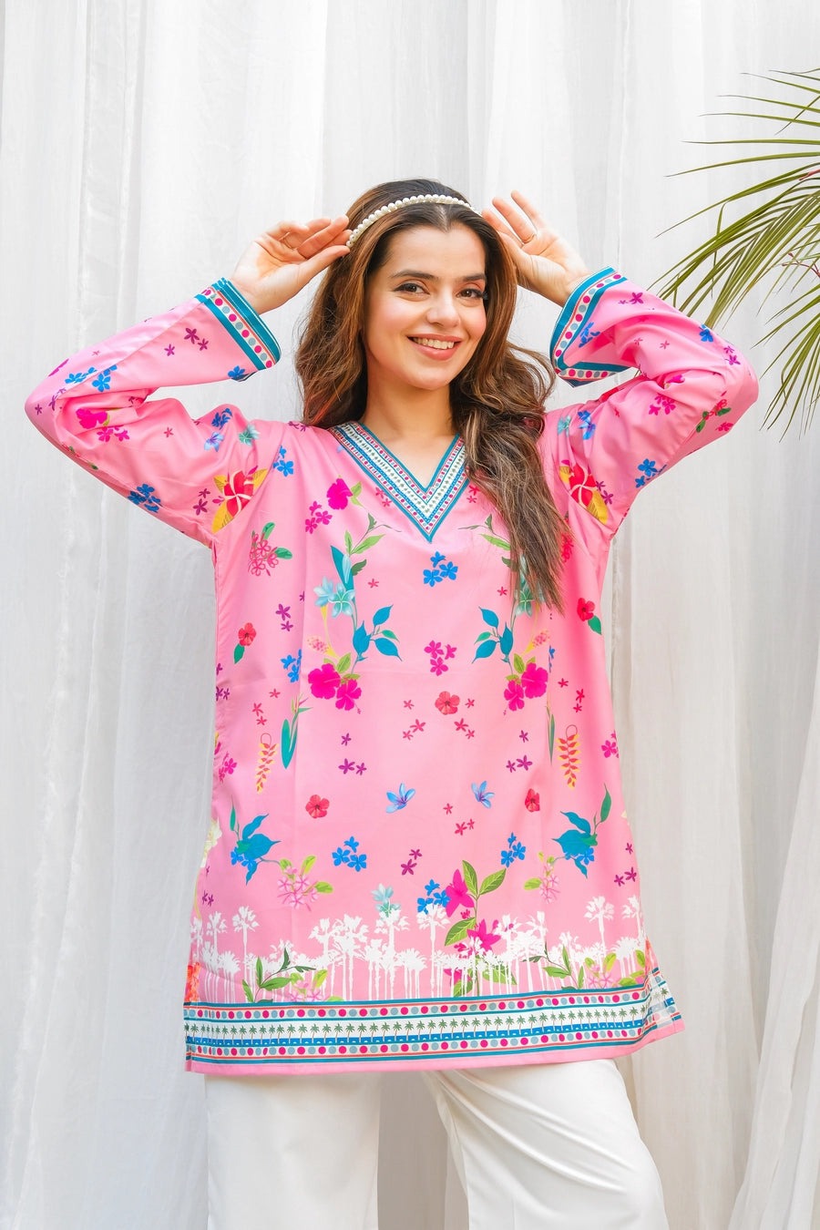 PINK FLORAL DIGITAL PRINTED 2PC